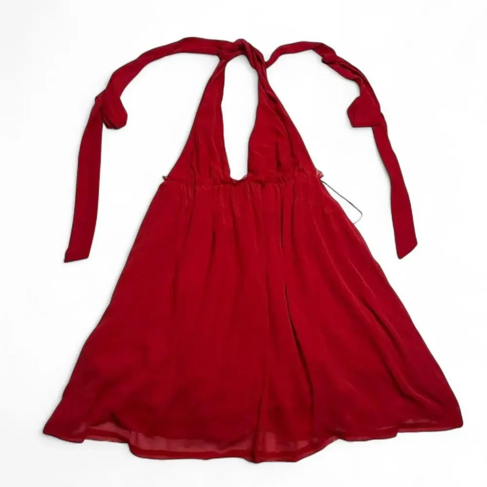 Free People ESME  Mini Red Halter Dress Size Small Party special event dress